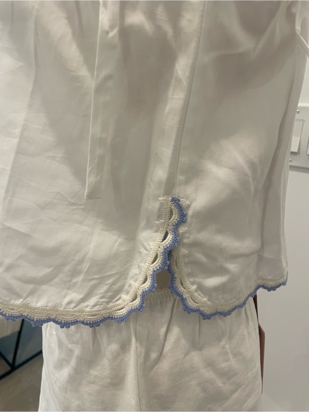 Miu Miu Women's White Tie-Shoulder Cotton Set-Sz 38 - Picture 12 of 16